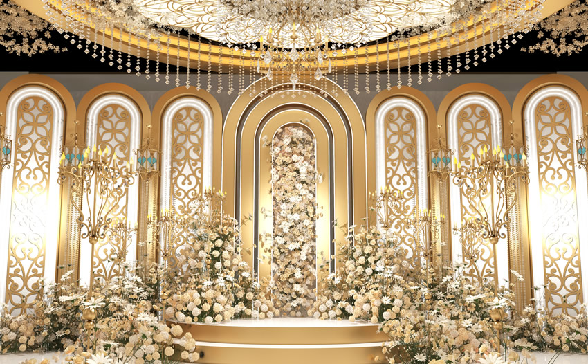 镇坪香槟色调婚礼堂效果展示